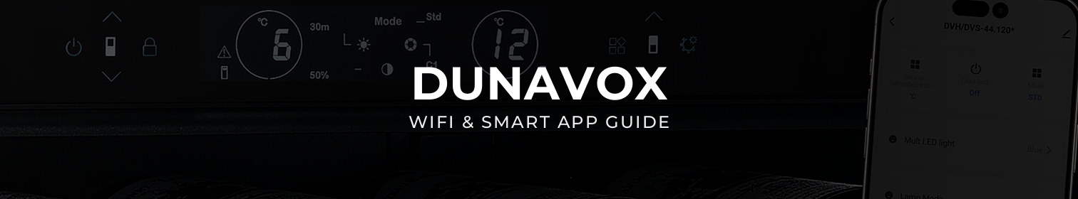 DUNAVOX WiFi wijnkoelkast bediend via een smartphone-app